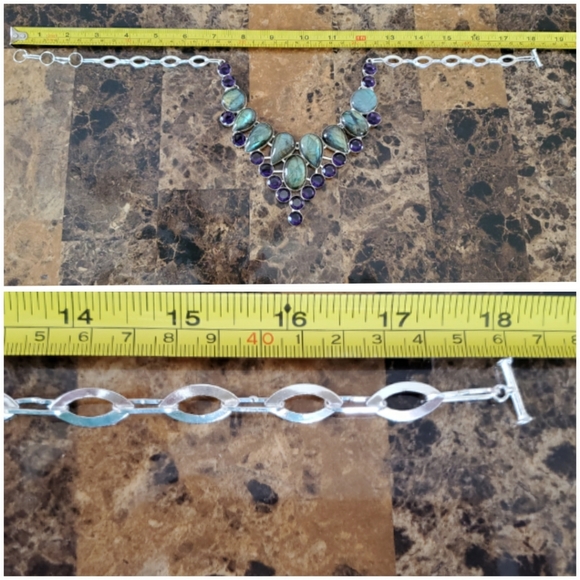 Laboradorite & Amethyst Statement Necklace - Picture 5 of 5